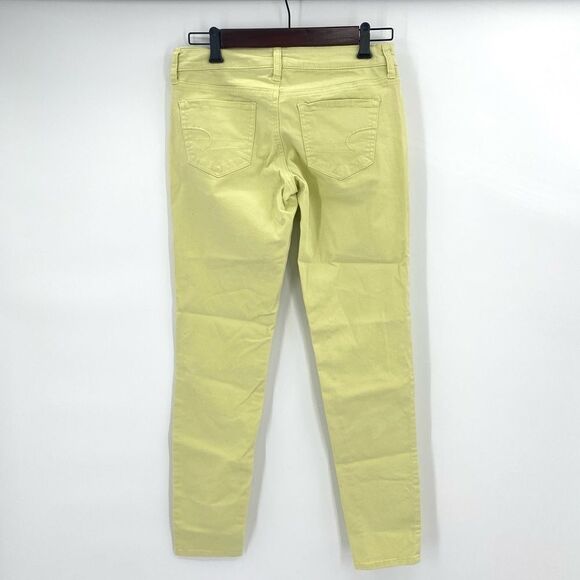 NWT American Eagle Stretch Skinny Jeans Lime Bright yellow green colorful size 4 - Picture 2 of 8